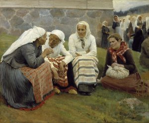 Women outside the Church at Ruokolahti by Albert Gustaf Aristides Edelfelt
